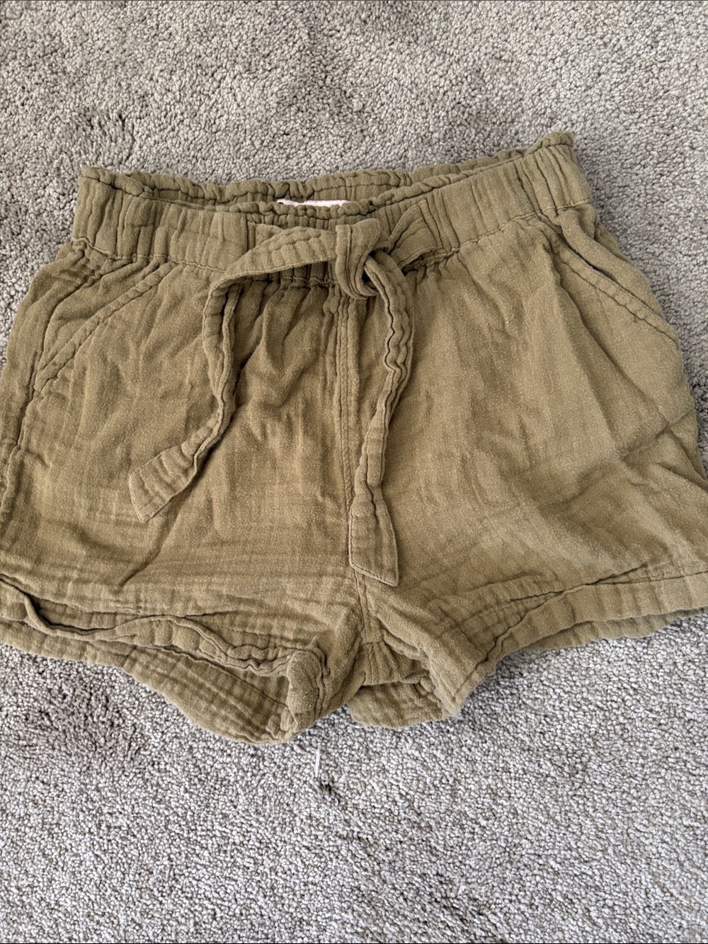 SO Olive High-Waist Drawstring Casual Shorts